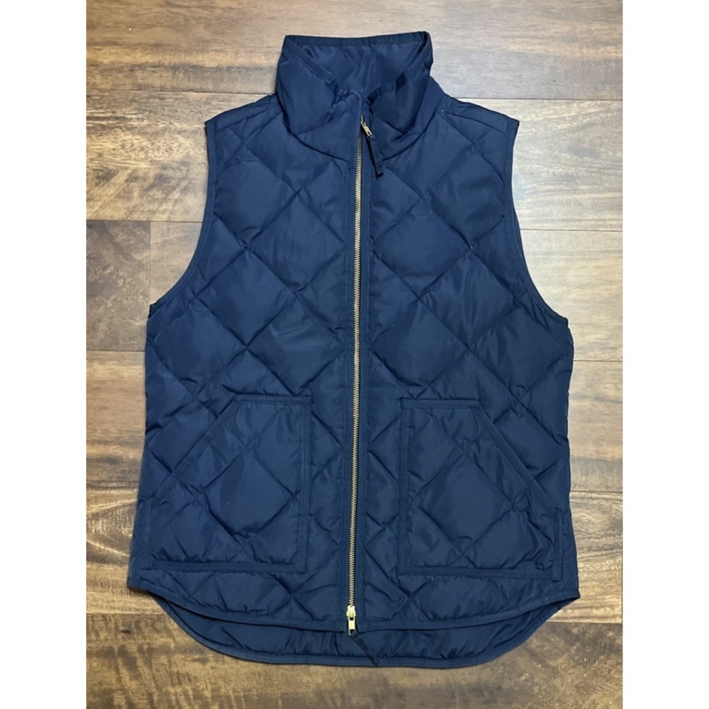 J.Crew Excursion Quilted Vest Womens Small Navy Blue Excellent Down Fill 92465